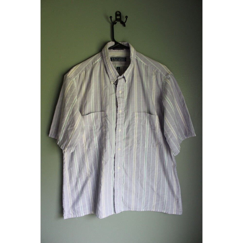 Editions by Van Heusen Men's Large Purple Vertical Stripe Button-up Shirt